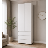 Шкаф КЛЕР 2 двери и 3 ящика Белый мат (ш80/в230/г52)