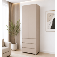 Шкаф КЛЕР 2 двери и 3 ящика Кашемир мат (ш80/в230/г52)